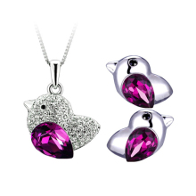 Luxury bird jewelry set diamond decorated and silver plated