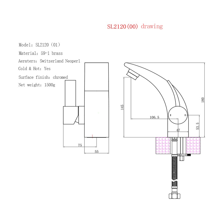 Brass  single lever monobloc basin mixer universal swivel Simple and elegant