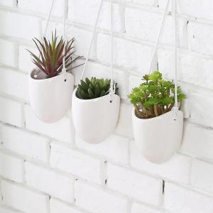 Pekebun gantung putih keramik modern untuk tanaman dalam ruangan