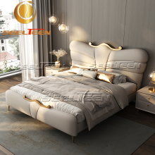 German Luxury Solid Wood Double Soft Bed Bedroom Set