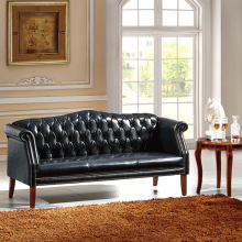 Luxury Black Cowhide Leather Tufted Sofa Set for Home & Office