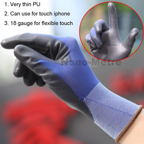 Nmsafety Super Fit Smart Phone Touch Screen PU Coated Hand Work Glove