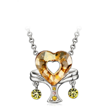 Buttercup heart pendant necklace with silver plated
