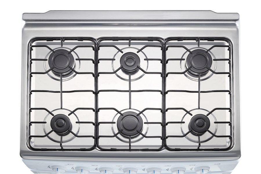 stainless steel 6-burner gas stove with oven