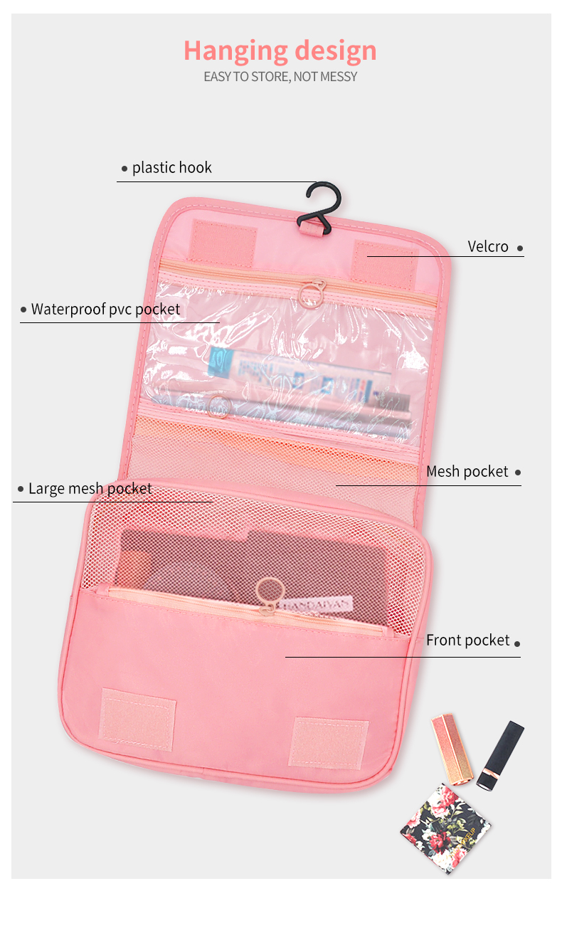 Private Label Kosmetikbeutel Beutel Männer Custom Logo Reisen Toilettenwaschbeutel Frauen luxuriöser Nylon rosa Make -up -Taschen Organizer