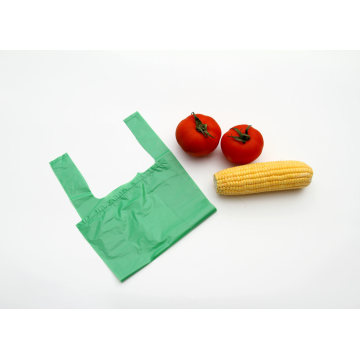 Sac T-shirt vert en plastique HDPE Sac à provisions Sacs à ordures