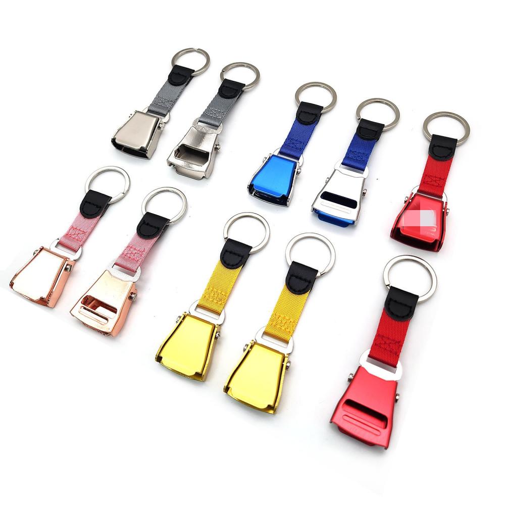 Laser Logo Strap Airplane Seat Belt Buckle Keychain