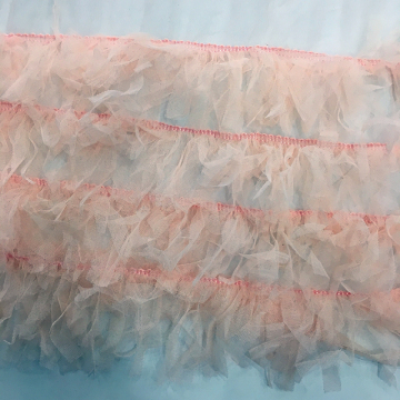 Handmade Double Hemline Tassel Mesh Embroidery Fabric