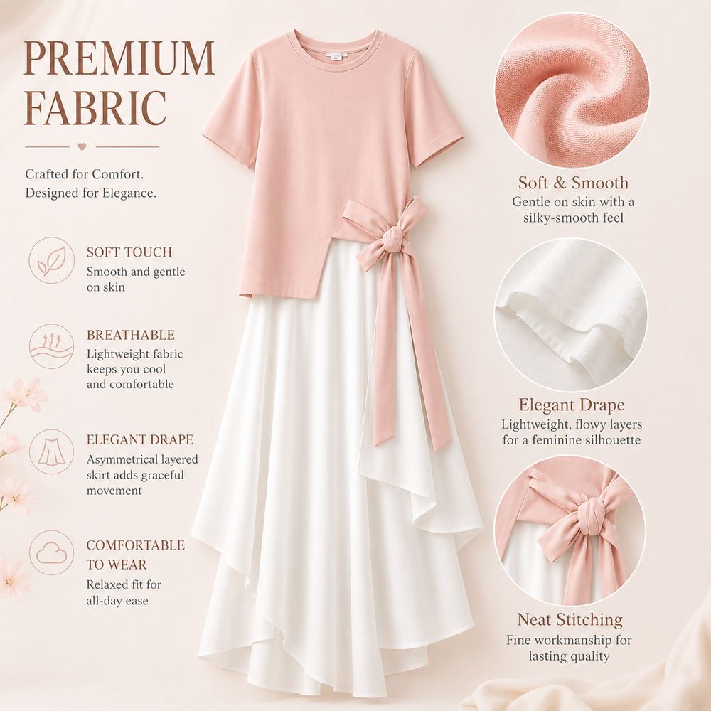 Хлопковая униформа с завязками по бокам и разделенным подолом Cotton Side Tie Split Hem Uniform