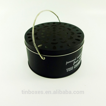 Black color Mosquito-repellent incense tin can with handle