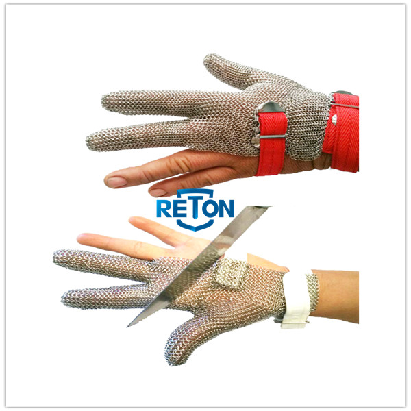 Long-Sleeve Metal Protective Safety Gloves for Cutting/ Butcher Chain Mail Ring Mesh Gloves