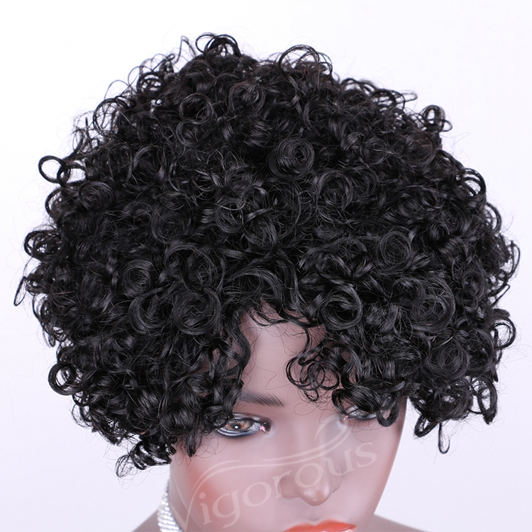 Vigorous Top Quality Black Afro Kinky Curly Wigs for Black Women Short Side Part Human Hair Wholesale Price