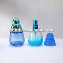 Small blue fancy perfume glass bottle with airless sprayer 15ml