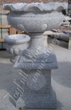 Polished Grey Granite Stone Pot