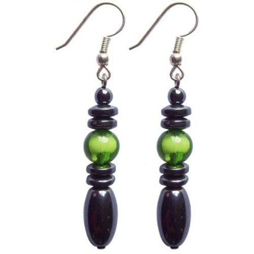 Hematite Earring With 925 Greenyellow Silver Hook