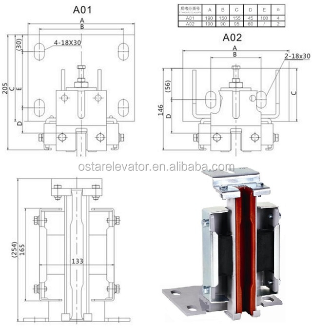 Mitsubishi  Counterweight Elevator Guide Shoes Supplier for elevator parts lift