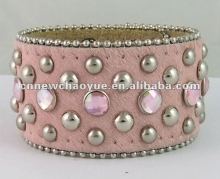 Western rhinestone leather cuff bracelet