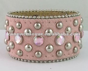 Western rhinestone leather cuff bracelet