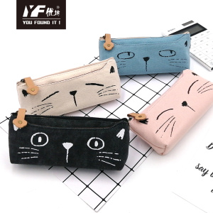 High quality canvas cute cat pencil case