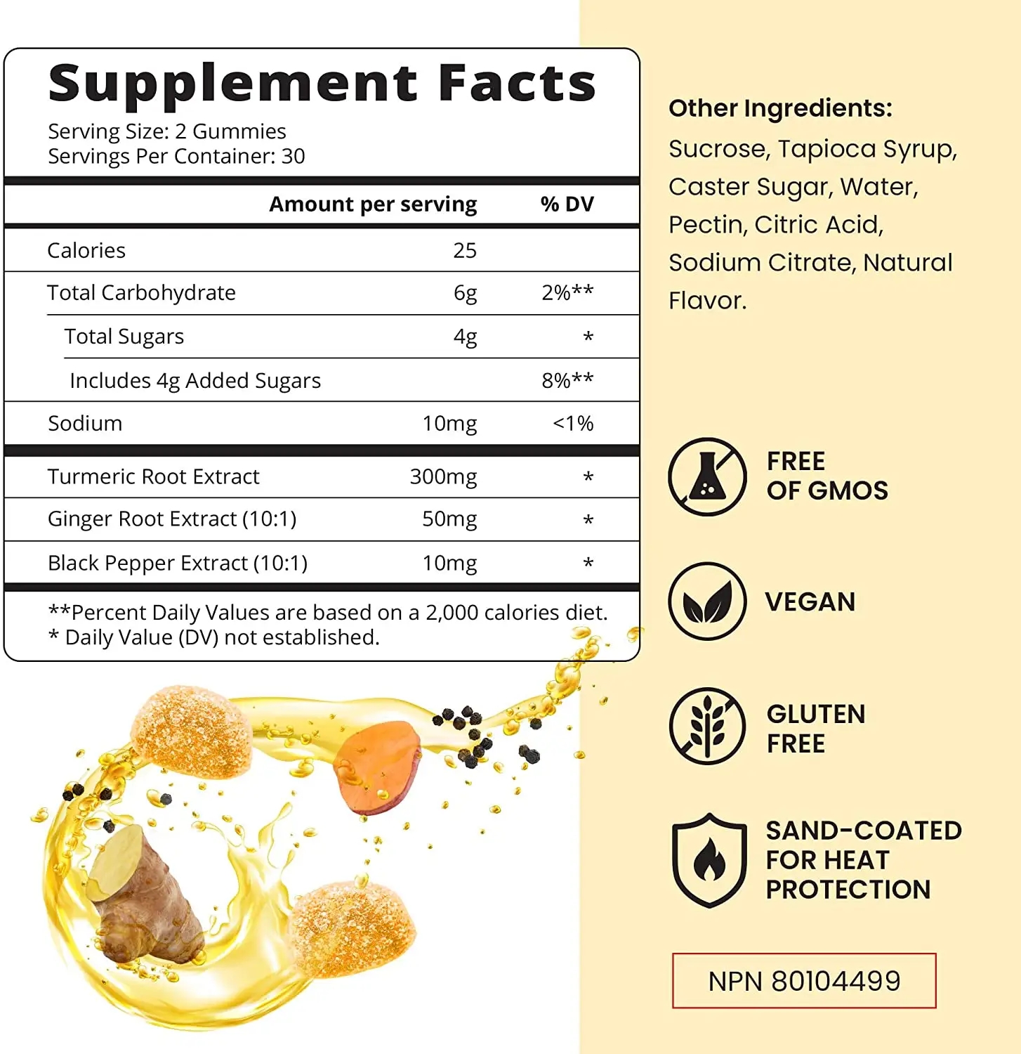 OEM/ODM Natural Ginger Improve Digestive System Food Supplements Vegan Curcumin Turmeric gummies
