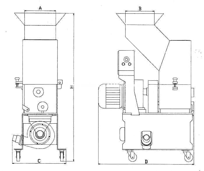 RG-24 slow speed crusher installed beside the injection molding machines