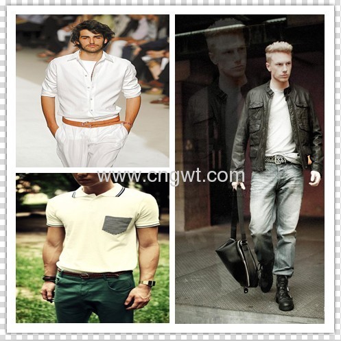 Mens Pin buckle Pressure color PU waist belt