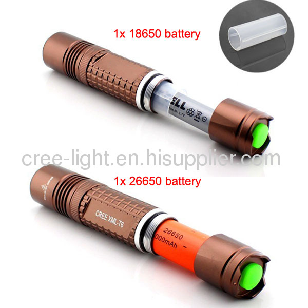 18650 OR 26650 Rechargeable Battery Used High Power Portable LED Flashlight With CREE XML T6 Bulb ACK-1166