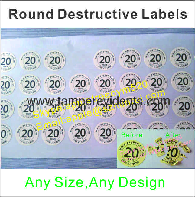 Custom Black Printing Destructive Seal Stickers,Tamper Proof Labels Printed LOGO and Unique Numbers,Do Not Move Sticker