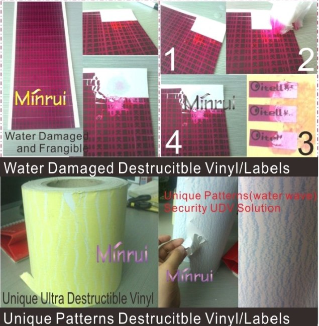 100 micron smooth surface high quality destructible label papers in rolls or in sheets