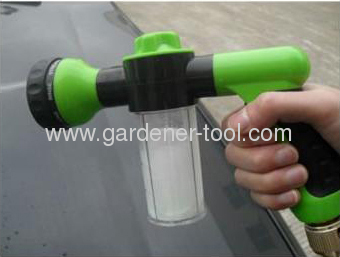 8-dial function Plastic Soap trigger water nozzle with transparent bottle