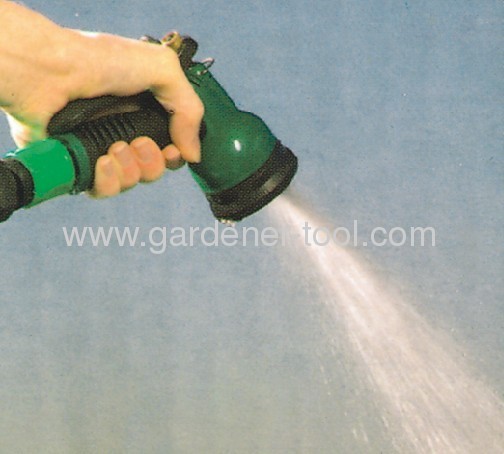 6-dial function plastic garden spray nozzle with soft hand and brass nut