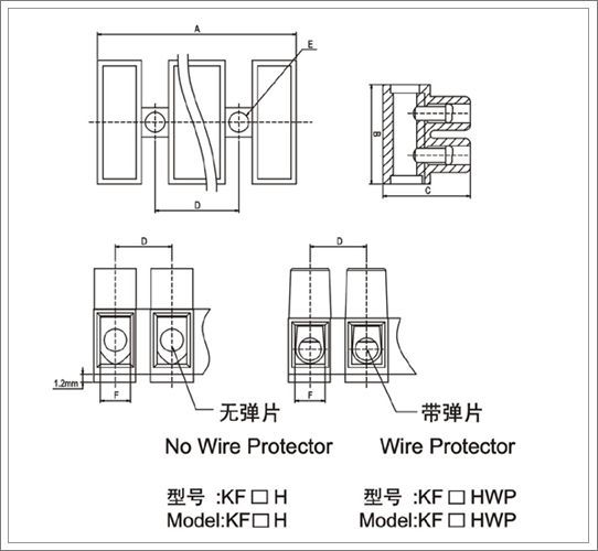 VDE CE cerfication, brass pitch 8.0mm Feed through terminal block KF8H nylon cable terminal block