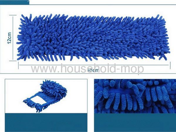 Blue chenille mop with pp handle steel pole