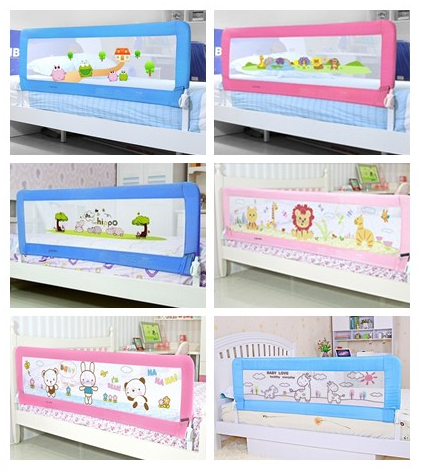 Mesh Adjustable Bed Rails with Lovely Cartoon Pictures for Baby