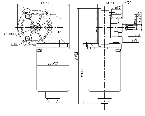 12V Brush DC Garage Door Motor 30w With Long Life And High Toreque