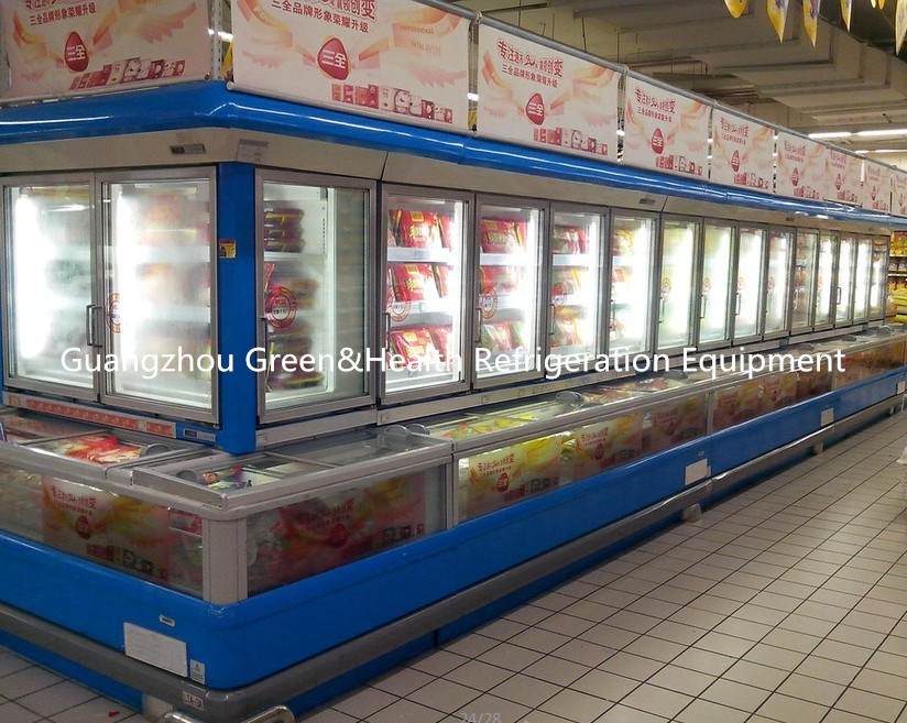 Glass Door Combination Freezer  , Commercial Display Energy Efficiency Cooler