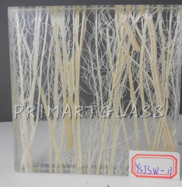 Grass Laminated Glass Partition With Real Plant , One-Piece Art Work