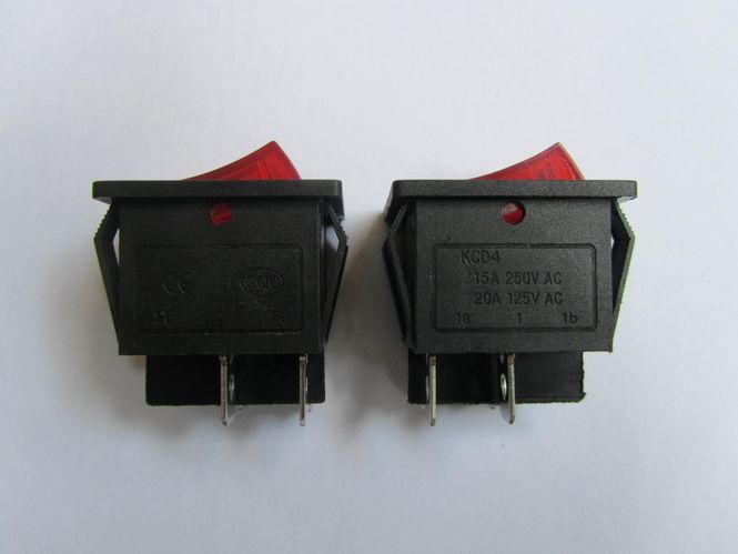 KCD4 4PINS 15A 250V 20A 125V AC Boat Like Rocker Switch with  Neon Lamp electric switches