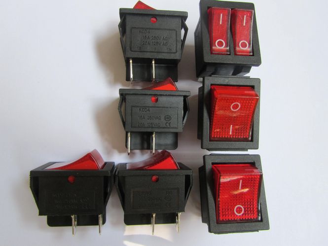 KCD4 4PINS 15A 250V 20A 125V AC Boat Like Rocker Switch with  Neon Lamp electric switches