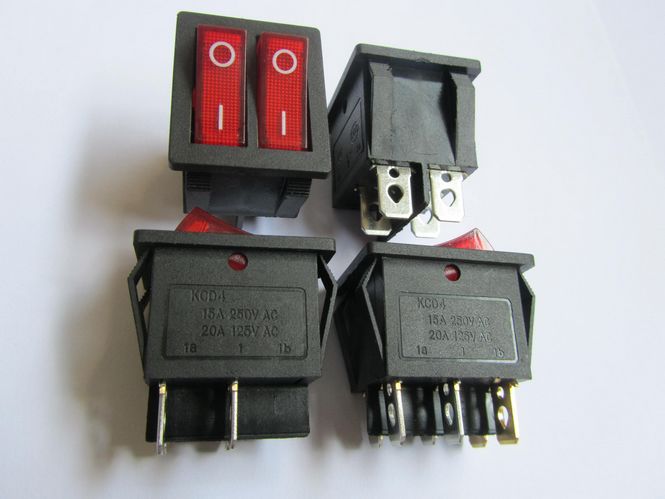 KCD4 4PINS 15A 250V 20A 125V AC Boat Like Rocker Switch with  Neon Lamp electric switches
