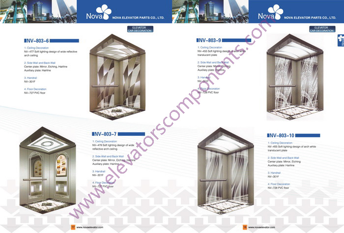 630kg~1600kg,1.0~1.75m/s Customized Elevators Components Elevator Cabins for Machine Room Lifts