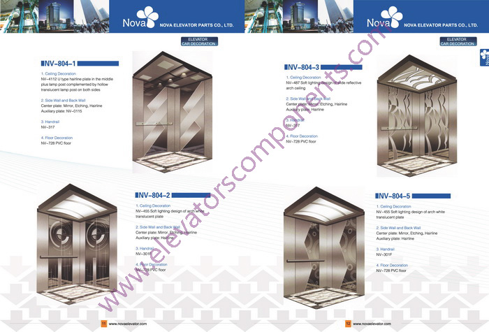 630kg~1600kg,1.0~1.75m/s Customized Elevators Components Elevator Cabins for Machine Room Lifts