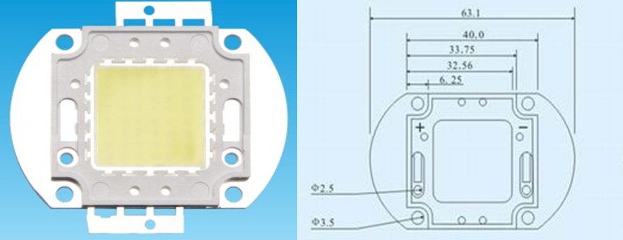 2100mA 50W high power LED with Bridgelux Chip 45 X 45MIL , 520 - 530nm Green LED