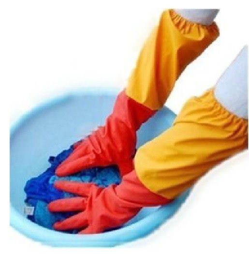 Home use Red Thick Latex Gloves With cotton cloth and PVC cloth inside