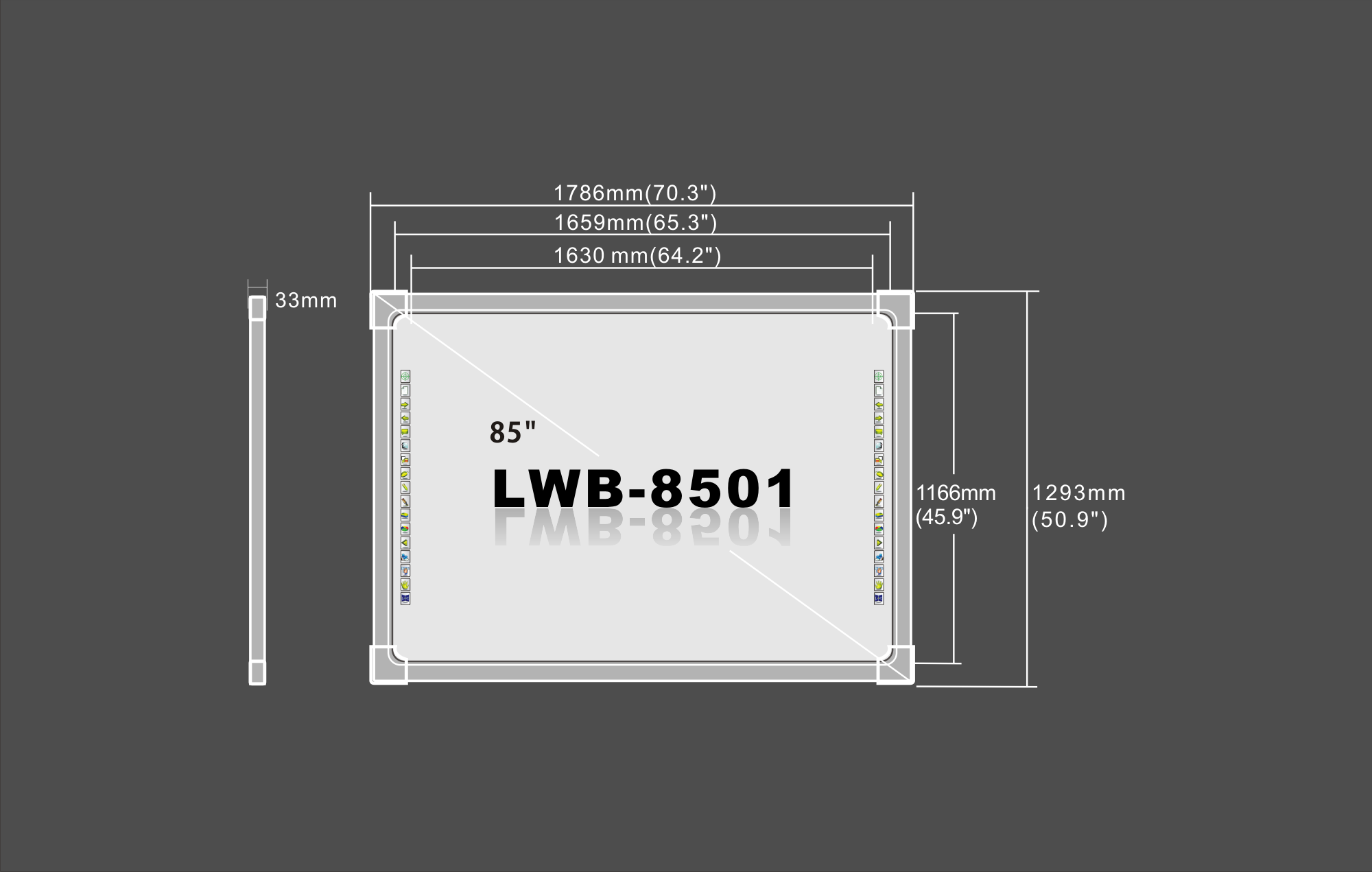 85inch Movable Interactive Whiteboard 256 Mb Ram For Conference , Military