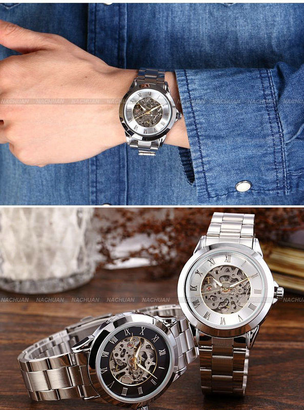 Roman Silver Mens Wrist Watches 41mm , Stainless Steel Wrist Watch