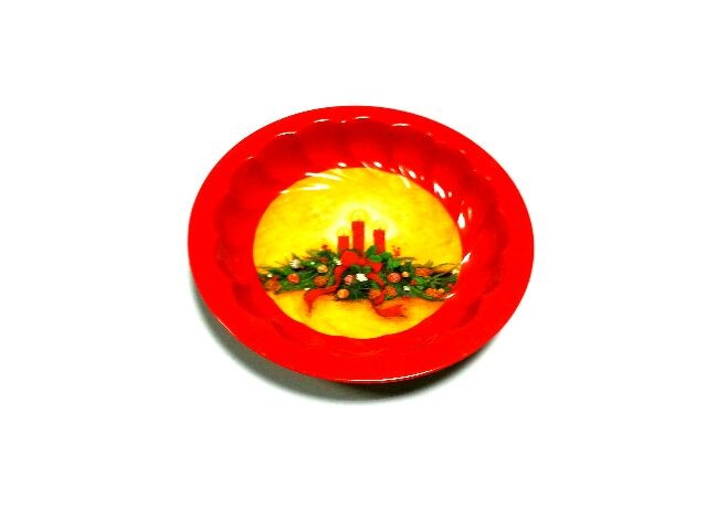 Red Metal Tin Serving Trays , Round Water / Food Serve Tray For Restaurant