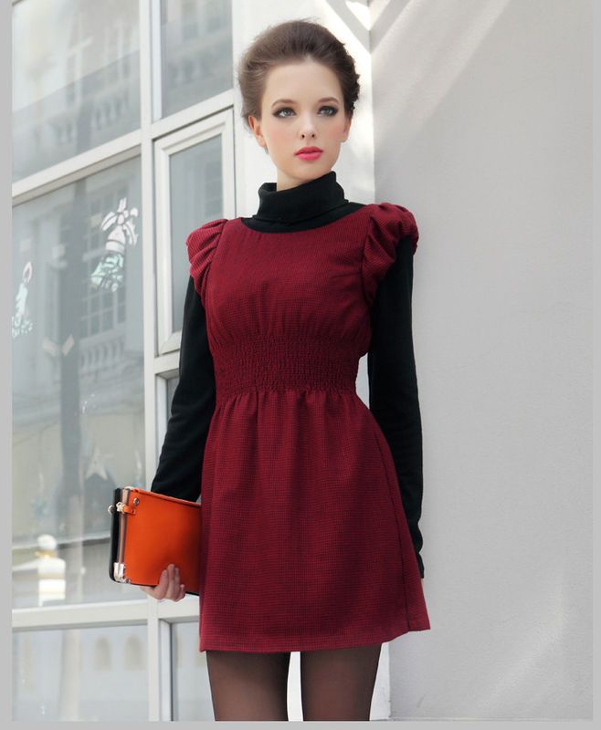 Red Summer Short Flared Dresses For Office Ladies / Womems , Cap Sleeve