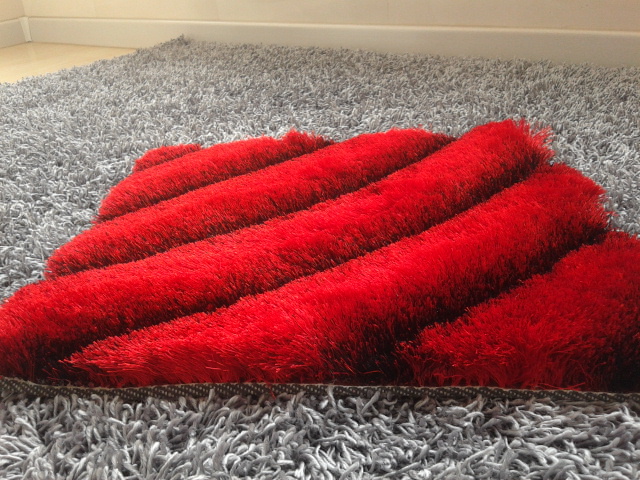 Black / Red Contemporary 3D Polyester Shaggy Rug, Hand - Tufted Modern Carpet Rugs For Floor