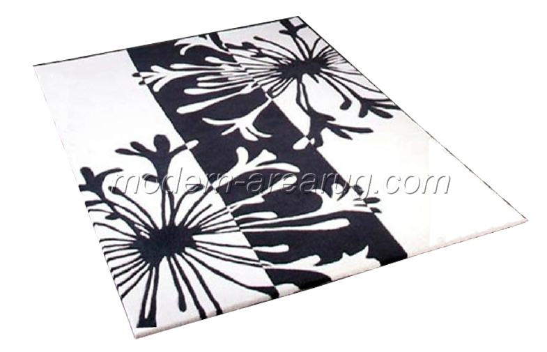 White Acrylic Hand-tufted Floral Area Rug, Modern Contemporary Floor Rugs